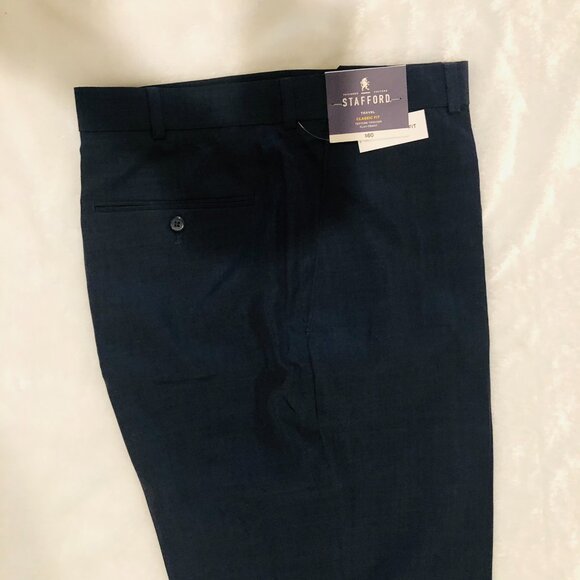 Stafford Travel Classic Fit Texture Trouser Flat Front Slacks - Picture 3 of 8
